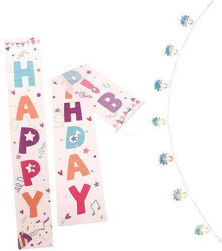 TOPBATHY Schwarzes Dekor 1 Paar Geburtstagsfeier Glücklich Unterschreibe Für Geburtstag Türschilder Schwarzes Akzentdekor Geburtstag Veranda Zeichen Banner Haustür Weiß Oxford-Stoff