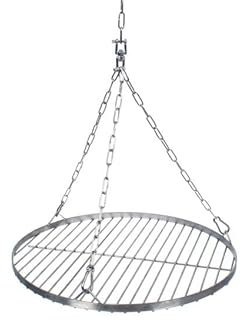 NAJDER Set de Grille Ronde en Acier Inoxydable Ø450 mm avec Chaîne de Suspension Ø3 mm, Grille Ronde pour Barbecue Pivotant avec Jeu de Chaînes, Émerillon et Mousqueton, pour Barbecue Suspendu