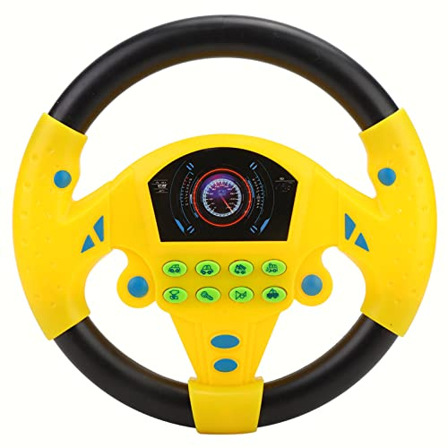 Liten Rattleksak Babypedagogisk Copilotratt Musik Barn Intelligent Leksakssimulering Bilkörleksak för Barn Present (Gul)