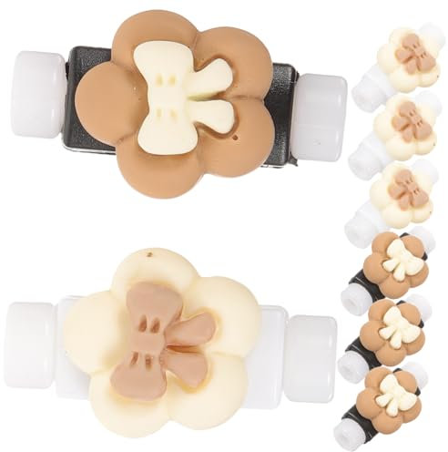 KICHOUSE 8pcs Cute Cartoon Cable Protector Sleeve for Charging and Data Cables Cord Protective Cover Set with Flower Pattern Sturdy Usb Saver for Phones and Earphones in Beige and Brown