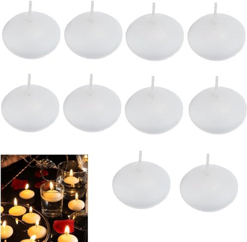 Schwimmkerzen ohne Duft,10 Stück Unparfümierte Schwimmkerzen,3,8 X 1.5cm,Kerze schwimmbare Dekoration,für Hochzeit Pool SPA,Weiß