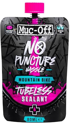 Muc-Off MTB Tubeless Sealant - Advanced Tubeless Tyre Sealant with UV Dye - Seals Holes up to 6mm - Lightweight Formula for Mountain and Enduro Bikes - 80ml