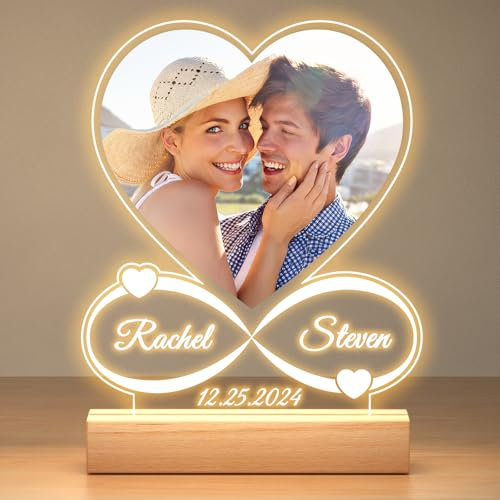 Regalo Donna Uomo, Cornice con Foto Personalizzata, Lampada Personalizzata con Foto, Regalo Fidanzata Fidanzato, Regalo Anniversario Matrimonio per Lui Lei, Regali Natale Donna Personalizzati