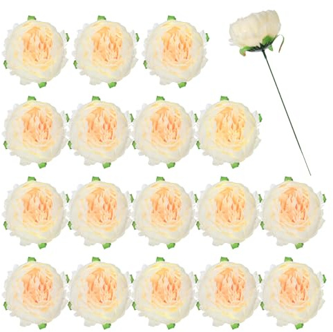 QUARKZMAN 25Stk Pfingstrosen Kunstblumen Gefälschte Pfingstrosen Blumen Künstliche Seide Blumen Köpfe Echte Haptik mit Kunst Stielen für Zuhause Büro Hochzeit Blumenstrauß Hell Gelb