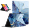Kueqeay Hülle für Samsung Galaxy Tab A 10.1 2019 (SM-T510/T515), Aesthetic Marmor Motiv Design Ultra Dünn Leicht SchutzHülle mit Standfunktion TPU Rücken Slim PU Leder Smart Folio Tablet Cover, Blau