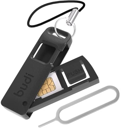 BUDI Sim Card Tray Pin Eject Removal Tool Needle Opener Ejector with SIM/TF Card Storage Small Box