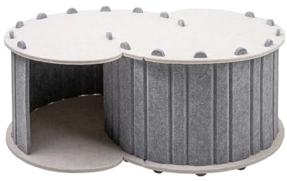 joukares Großes Filz-Katzentunnelbett, Katzenhöhlen für Indoor-Katzen, interaktives Katzenspielzeug für Spaß und Komfort, Peekaboo Katzenhöhle für kleine, mittelgroße und große Katzen, Grau