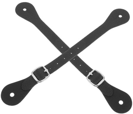 Yardwe Correas de Espuelas para Mujer de Cuero Pu Negro, Ajustables y Cómodas, Ideales para Sesiones de Entrenamiento Ecuestre al Aire Libre, Paquete de 2 Piezas