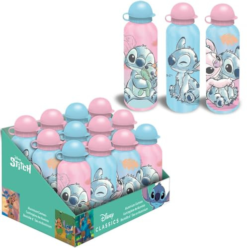 ALUMINIUM BOTTLE 500 ML 3 DESIGNS ASST CDU STITCH