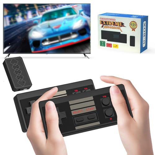 Retro Game Console, AV Output Classic Mini Video Game Consoles Built-in with 620 Games Dual Players Mode Console with 2 Controllers Handheld Games for Kids & Adults for Christmas Birthday