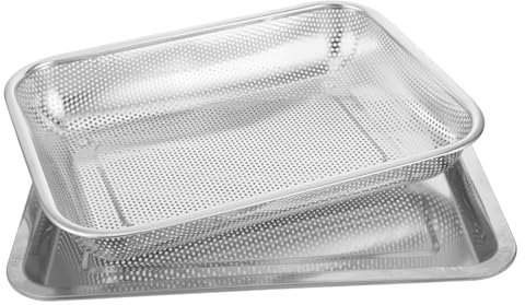 Alipis Reusable Stainless Steel Frying Basket with Draining Tray for French Fries Fried Chicken and More Ergonomic Design Thermal Conductivity Sturdy Construction