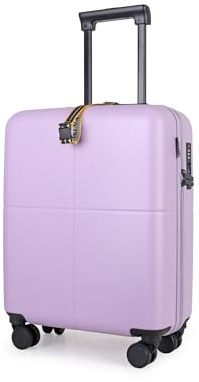 JLY Bagage Cabine Rigide 55 cm, Serrure TSA, 4 Roues, Lilas | Sangle de maintien en X, poche en filet zippée, compartiment imperméable, poignée télescopique, coins renforcés, 2,85 kg