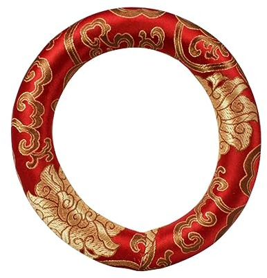 Rundes Klangschalenkissen Rot aus Seide und Baumwolle | Buddhistische Schalen, Geeignet für Künstler, 1 Stück, Kompakte Auflage mit Klarer Form