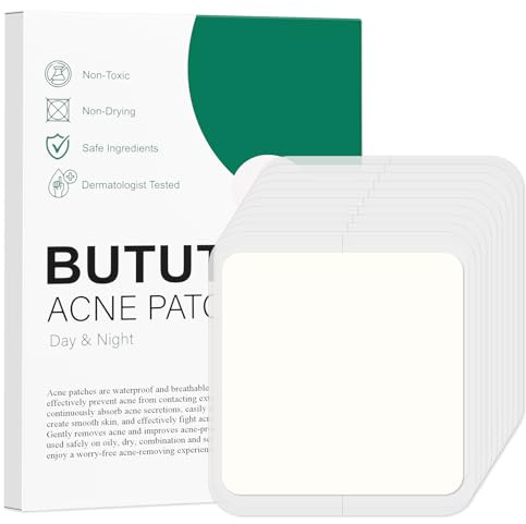 BUTBU 10 Stücks Pickel Patch für Gesicht, Große Pimple Patches, Hydrokolloid Akne Pflaster, Mighty Patch Invisible, Für Gesicht, Kinn, Rücken oder Körper- 60*60MM | 60 x 60 mm Unsichtbare Mighty Blemish Patches, klare Akne-Pflaster für Körper, Kinn, Gesicht, Rücken, Stirn (quadratisch)