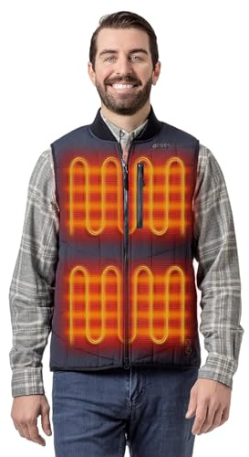 ORORO Men's Dual Control Heated Gilet, 5-Zone Bomber Vest with Battery