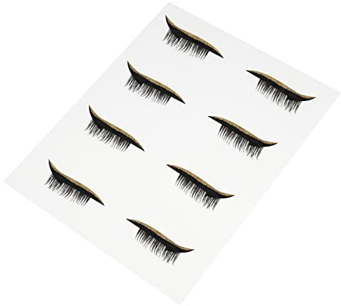 HONITANO Pegatinas Adhesivas Delineadoras de Ojos Brillantes 4 Pares Tamaño Estándar para Mujer Maquillaje Diario y Fiestas Color Dorado Resistente al Agua