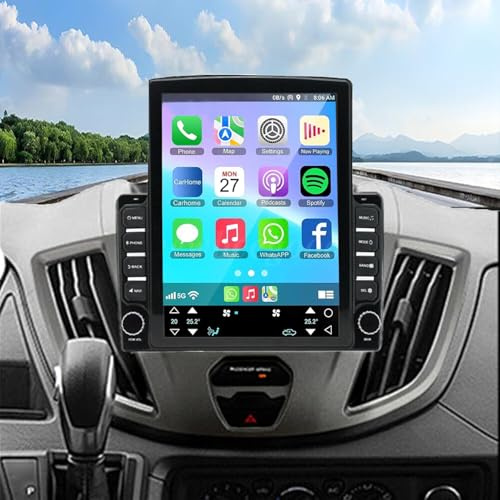 Surakey 9.7 Inch Android 13 Car Stereo Radio for Ford Transit Custom 2013 2014 2015 2016 2017 2018 2019 2+32G Wired/Wireless with Carplay GPS Support OBD OBD2 DVR TPMS TV Box MIC,U Disk,DSP,DAB+