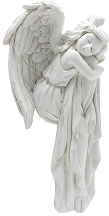 PAEFIU Engel Flügel Türrahmen Ornament, Klein Engelsflügel Wandskulptur, Vintage Shabby Chic Stil Creme, Engelsflügel Türrahmen Anhänger, 3D Engel Künstlerhandwerk, für Weihnachten, Wohndeko (Links)
