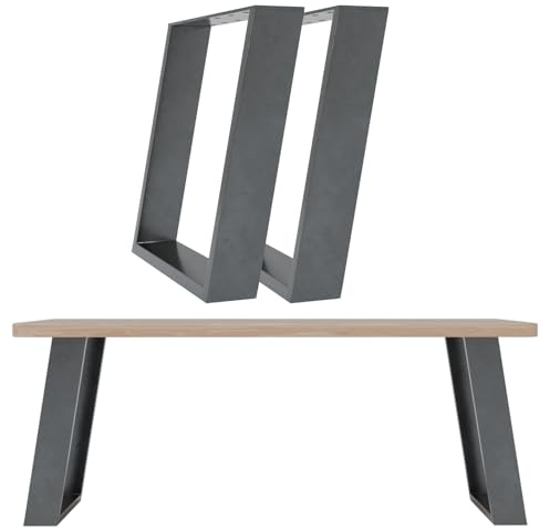 HAGO24 | Tischkufen 2er Set | schräg 80 Grad | Tischbeine | Grau | 40x43cm | Stahl | Bankfüße | Möbelbeine | Bankkufen | DIY | Wohnzimmertisch | Sitzbank