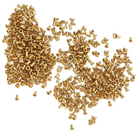Haofy Rivetti Cavi 500 Pezzi Rivetti in Ottone e Rame per Pelletteria, Scarpe e Borse - Kit di Resistenza Industriale Resistente Alla Corrosione con Tubo Autonomo (1,5x3x2,5 mm)