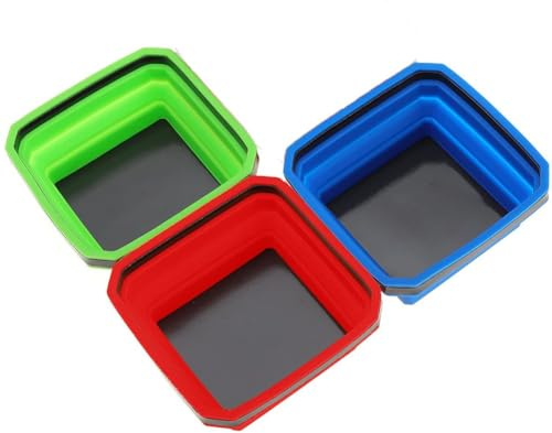 Helilyco 3 vassoi pieghevoli in silicone per viti, 114 cm, scatola magnetica pieghevole per attrezzi con 3 scomparti, per fai da te e riparazioni domestiche