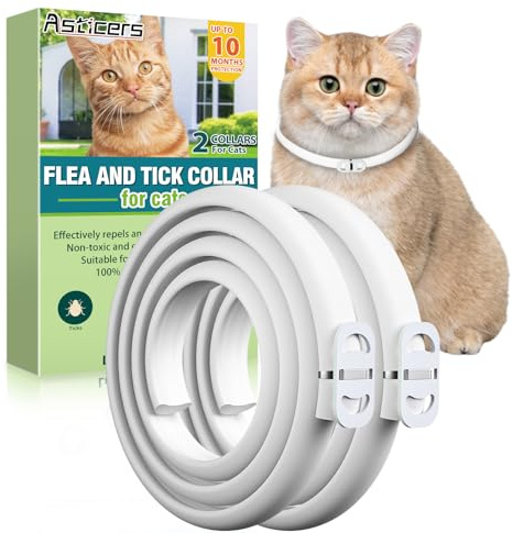 Asticers Collier Anti-puces pour Chat, Sûr Et Efficace Collier Anti Tique Chat, Fabriqué avec des Huiles Essentielles Naturelles, Adapté Aux Petits, Moyens Et Grands Chats 2pack