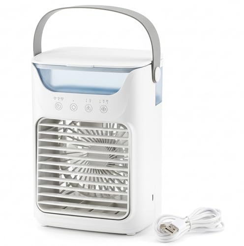 Mini AC | Mini AC, condizionatore d'aria, condizionatori portatili per auto con serbatoio da 700 ml, modalità di raffreddamento ad acqua e ghiaccio, dispositivo di raffreddamento da tavolo alimentato