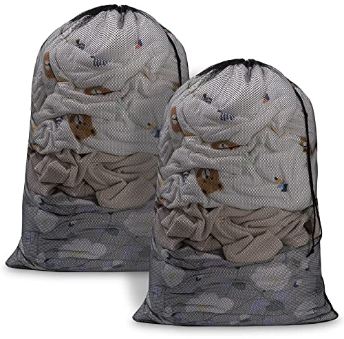 Meowoo Waschbeutel Wäschesack Groß für Waschmaschine Wäschenetz für BH,Dessous, Socken, Strumpfhosen, Strümpfe und Baby Kleidung 70 x 90 cm (2 pcs-Schwarz)