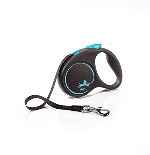 flexi® Black Design S Belt 5 m Black/Blue Roll Lead for Dogs up to 15 kg