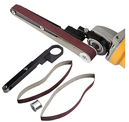 Bluetooth earphone Electric Belt Grinder Handheld Belt Sander Attachment Angle Grinder Modified Sand Belt Machine Pipe Belt Grinder Suitable for Plastic Aluminium Iron Steel and Metal Polishing