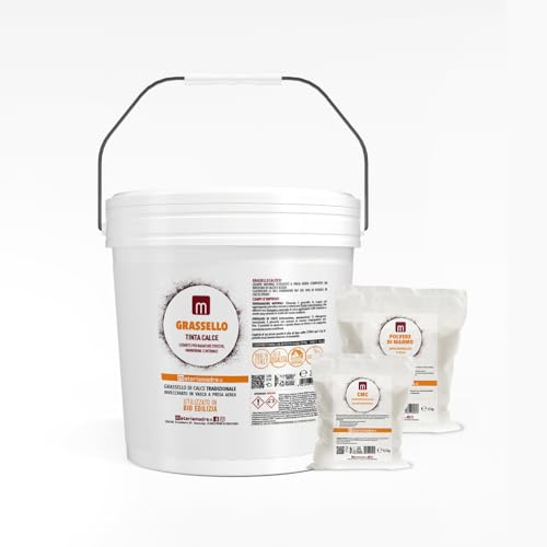 Materiamadre GRASSELLO DI CALCE IN SECCHI 22 KG + CMC + POLVERE DI MARMO IDEALE PER ESTERNI