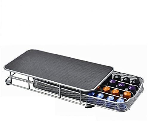 Hobby Tech Support Dosettes Tiroir en Acier pour 40 Capsules Compatible Nespresso Présentoir et Distributeur Rangement de Porte-Capsules (Gris/Noir)