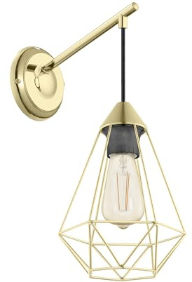 EGLO Wandlampe Tarbes, 1 flammige Wandleuchte | Wandbeleuchtung für Innen aus Metall in Messing-Gebürstet, Wohnzimmerlampe, Flurlampe mit E27 Fassung