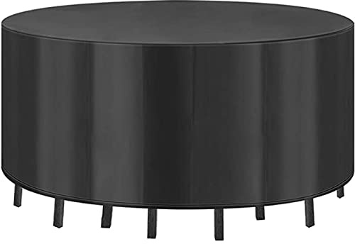 Housse pour Meubles de Jardin Ronde,125x125x75cm Housse de Protection Table de Jardin en Tissu Oxford Robuste pour Salon de Jardin Bâche Housse Ronde Imperméable Anti-UV-Le Noir
