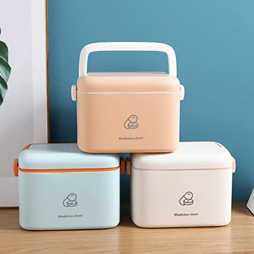 Jadeshay Medizinbox，Kunststoff Aufbewahrungsbox für Medikamente Doppellagiger Aufbewahrungsschrank mit großem Fassungsvermögen Leer für Erste Hilfe Kasten 24 x 15 x 16 cm(Weiß)