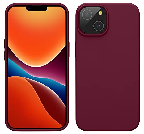 kwmobile Handyhülle für iPhone 14 Hülle, für iPhone 14 Case - Hülle Silikon - kabelloses Laden - Rhabarber Rot