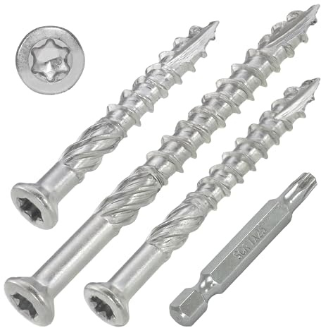 SCREW REBEL 400 Terrassenschrauben T-INOX A2 5x60 mm, TX25, Edelstahl V2A rostfrei, Reibteil, Schneidkerbe (5x60 mm - 400 Stück)