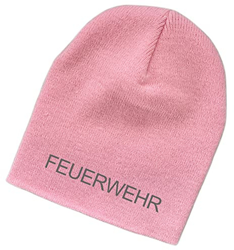 Schnoschi Strickmütze (Beanie Mütze) mit Feuerwehr Bestickt für Herren, Damen, Jugendliche und Kinder