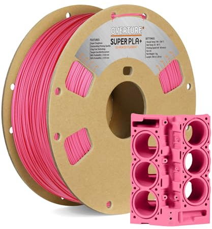OVERTURE Super PLA+ Filament 1.75mm, 1kg Spule (2.2lbs), Maßgenauigkeit +/- 0.03 mm, für 3D Drucker (Rosa)
