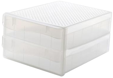 SOLUSTRE Eieraufbewahrungsbox und Schubladendesign mit 60 Fächern aus Pp Doppellagige Stapelbar und Transparent mit Eierablage für Kühlschrank und Küche