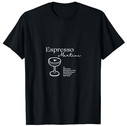 Espresso Martini Recipe with Glass Italic White T-Shirt
