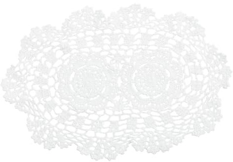 PRETYZOOM Handgefertigte Tischdecke Geschirrunterlage Getränkeuntersetzer Aus Spitze Spitzen-Cup-Matte Dessertteller Spitzendeckchen-tischsets Tischset Aus Spitze Baumwolle Weiß Oval Häkeln