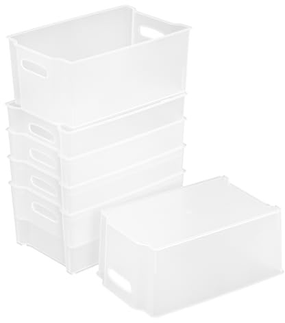 Minekkyes 6-Pack Stacking Chest Freezer Baskets, Perfect Kitchen Organization or Pantry Fridge Organizer (Clear)