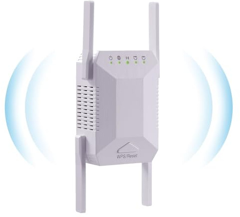 Répéteur WiFi, Home Internet Wireless Extender, 4 Antennes, Couverture Plus Large, Amplificateur de Signal WiFi avec,Port Ethernet, Compatible avec La Plupart des Appareils