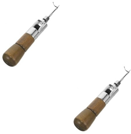 NUOBESTY 2 Juegos Maquina De Coser a Mano Para Cuero Herramientas De Cuero Las Herramientas Kit De Punzón Artesanal De Cuero Kit De Lezna Arte De Cuero Metal Trabaja Aguja De Coser