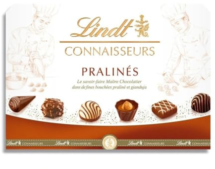 Lindt - Boîte CONNAISSEURS Pralinés - Assortiments de Chocolats au Lait et Noirs Pralinés - Idéal pour Noël, 180g