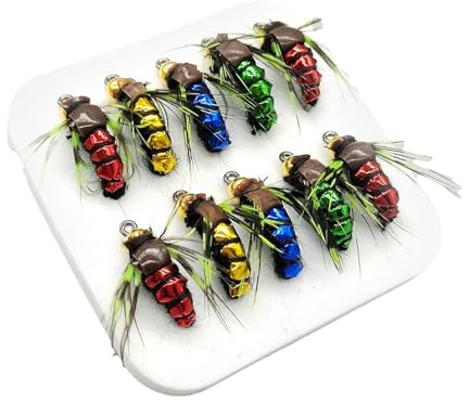 Fliegen-Popper-Köder, Barsch, Fliegenfischer-Set - Fliegensortiment für realistische Trockenfliegenerlebnisse | Komplettes Fliegenfischer-Set mit leuchtenden Farben. Fliegenfischer-Köder-Set