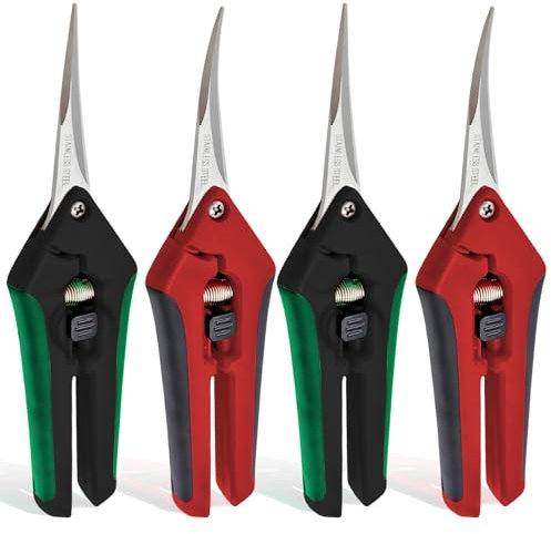 4 cesoie da giardino per rose: cesoie per piante, forbici da raccolta, punta stretta, lama curva, affilata, cesoie per rami, fiori, rose, frutta, piante bonsai