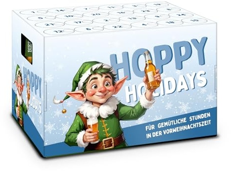 itenga Calendario de Adviento para caja de cerveza para hombre, calendario de Adviento, para rellenar, calendario de adviento de cerveza (Hoppy Holidays Wichtel)