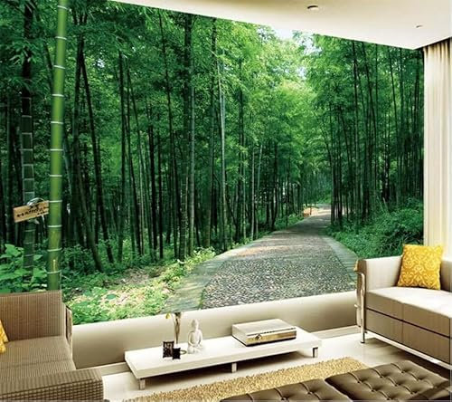 Papel Pintado Efecto 3D Camino de bambú Fotomurales Pared Tejido No Tejido Decorativos Murales Fotográfico Moderno Decoración de Paredes Para Salón o Dormitorio 150cm×105cm (ancho x alto)